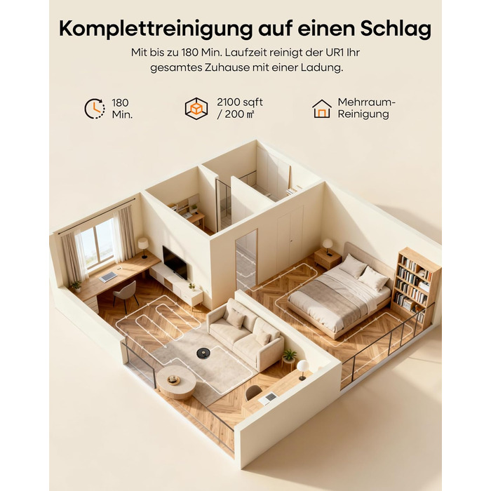 Робот-пилосос з функцією миття 5000Pa, 3-в-1 з часом роботи 180 хв, для тварин, з керуванням через додаток, чорний