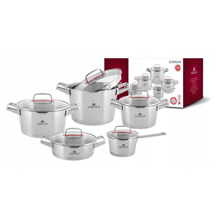 Набір каструль Gerlach Superior з нержавіючої сталі, 10 предметів