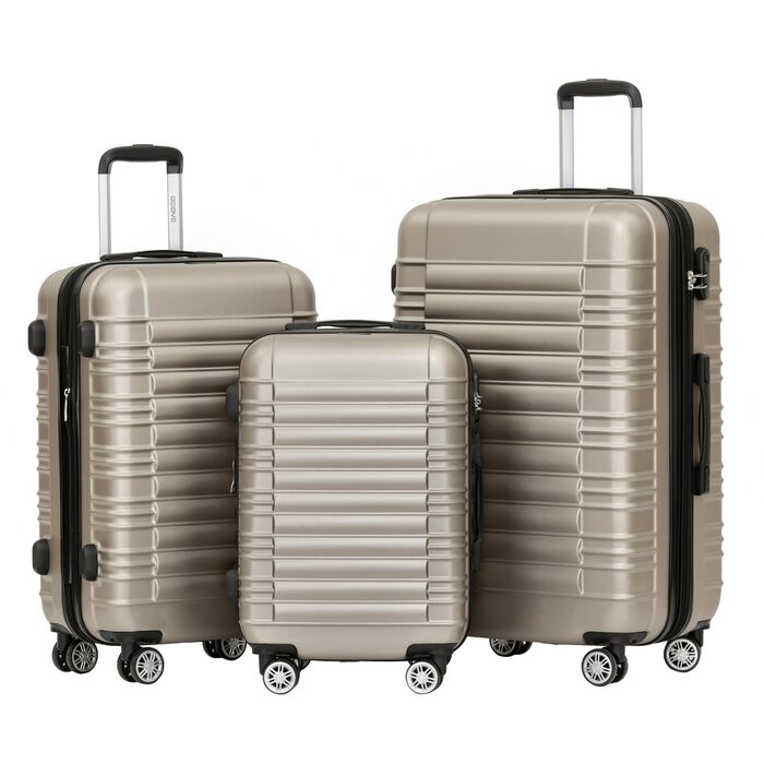 Набір валіз Beibye Zwillingsrollen - 3 шт. (M, L, XL) з твердим корпусом, колір шампань