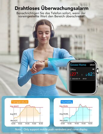 GoveeLife Wi-Fi Hygrometer Thermometer, Digital Indoor Temperature and Humidity Meter with App Notifications, Alarm & Data Storage, Remote Control Suitable for Bedrooms, Wine Cellars