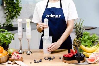 Занурювальний блендер Zelmer ZHB4562S 800 Вт, білий, набір з подрібнювачем та вінчиком