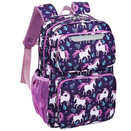 Дитячий рюкзак Bagseri Kinderrucksack для дівчаток 15L, легкий рюкзак для школи та 1-2 класу, з нагрудним ременем та ізотермічним відділенням, сумісний з DIN A4, з світловідбиваючими елементами, Deep Purple Einhorn