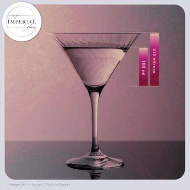 Набір мартіні склянок 6 шт. з рифленням, 215 мл, Crystalline Glass, London, придатні для миття в посудомийній машині, прозорі