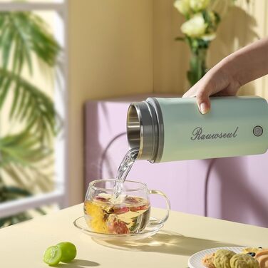 Електричний чайник Glas Elektrisch Wasserkocher 0,6L 500W з регулюванням температури 40-75°C, таймером, сенсорним керуванням, BPA-free, компактний, для дому, дачі, кемпінгу, підходить для чаю, кави, білий (Grün Max)