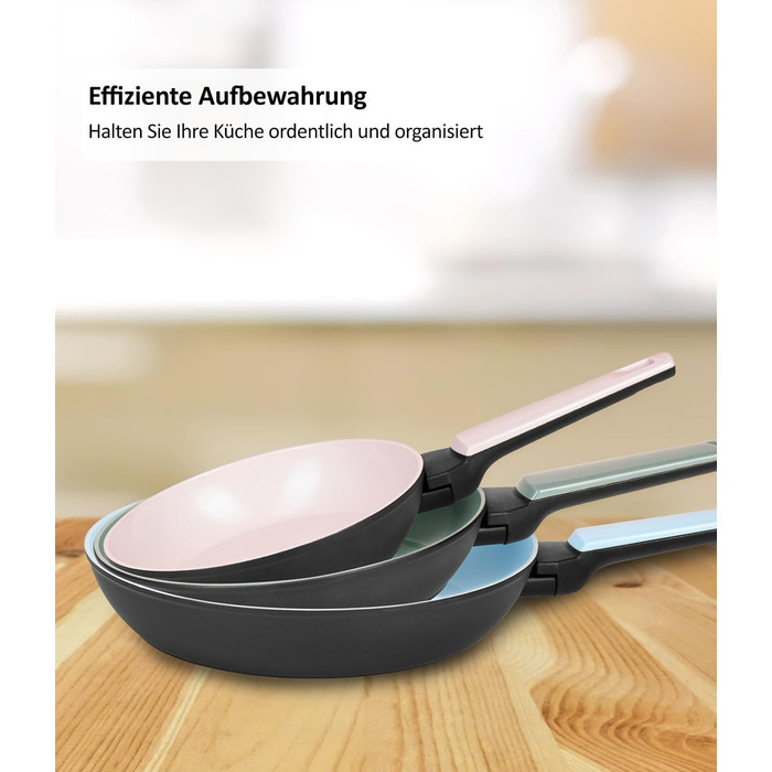 Набір сковорідок Genius Cerafit Trend Pastell Edition (3 шт.): 20 см, 24 см, 28 см. Покриття Cerafit, підходить для індукції, для смаження м'яса, овочів, панкейків та крепів.