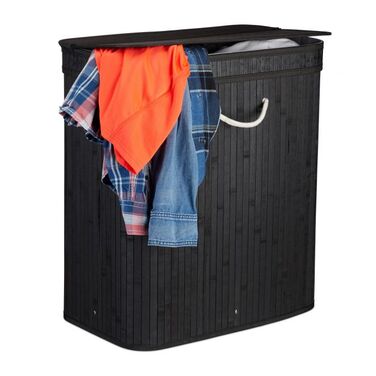 Relaxdays Bamboo Laundry Basket, Square