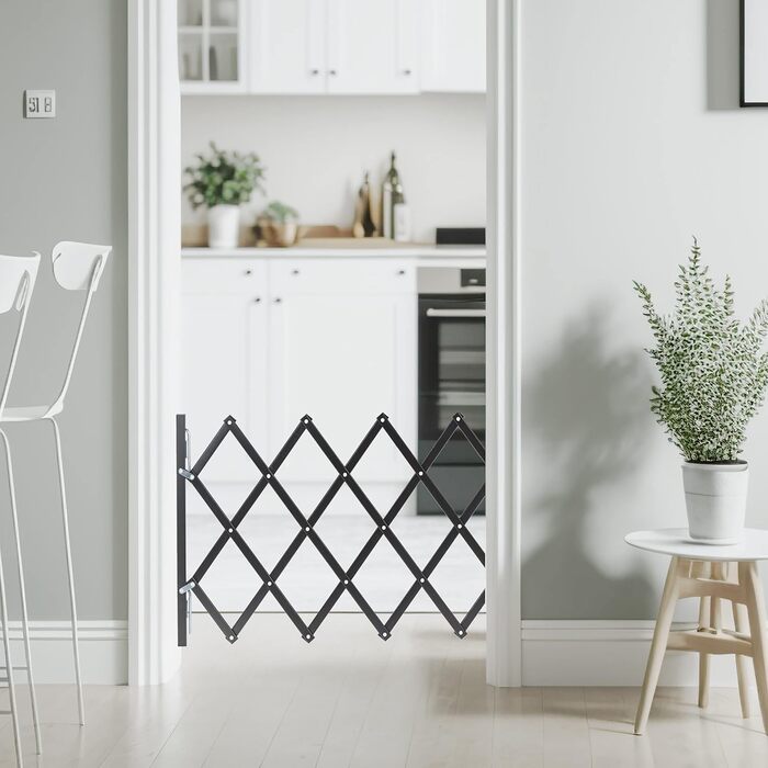 Захисне ворота для собак Relaxdays, розтяжне до 96 см, бамбук, чорний, для захисту сходів та дверей