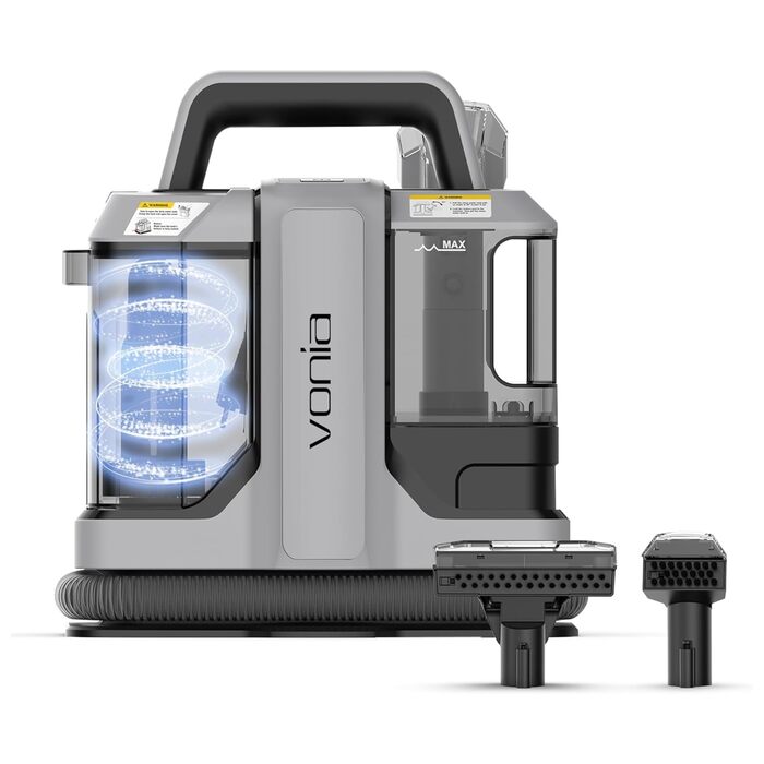 Вакуумний пилосос для чищення килимів та м'яких меблів Vonia – 450W, 11 kPa, 2 насадки, 1.2 м шланг, сірий. Ідеально для авто, диванів, килимів та м'яких меблів