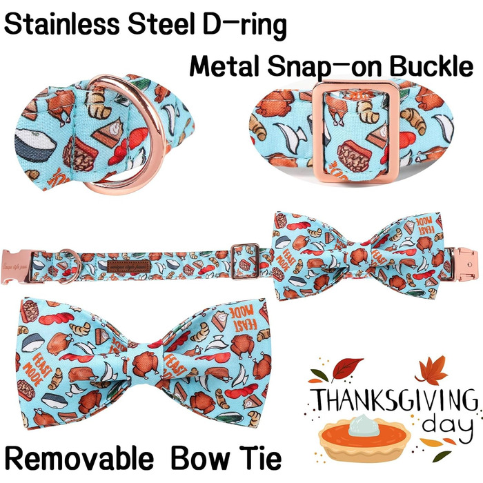 Елегантний собачий нашийник з краваткою для собак, бавовна, на День подяки, з металевою застібкою, розмір M, обхват шиї 34-56 см, для хлопчиків та дівчаток