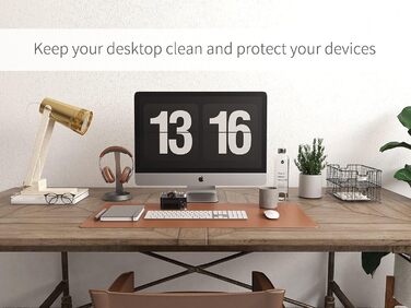 RENMTURE Килимок для миші з натурального корку та PU-шкіри, 80 x 40 см, захист столу, антиковзаюча поверхня, водонепроникний, для офісу та дому (Коричневий)