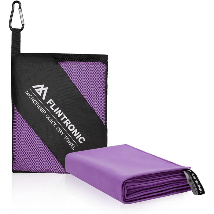 Рушник з мікрофібри Flintronic, 200x100 см: великий, швидковисихаючий, для спорту, подорожей, пляжу, сауни (фіолетовий)