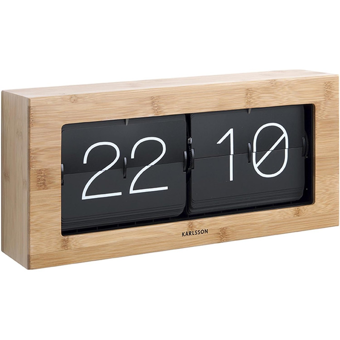 Karlsson KA5642WD Table and Wall Clock XL Flip Clock Wood 17.5 x 37 x 9 cm Bamboo Wood