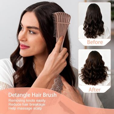 Щітка для волосся з пляшкою спрею 200 мл, розпушувач для натурального волосся, для афрокудрявого волосся 3a-4c, для кучерявого, хвилястого та локонованого волосся, набір з 3 шт. щітки для начісування, щітка з подвійною стороною (терракотова)