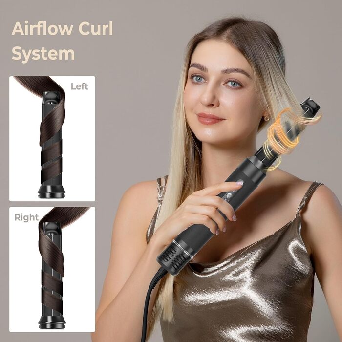 Фен-щітка UKLISS Airstyler 7-in-1 Pro: 7 функцій для створення зачісок, з насадкою-дифузором, автоматична локонова насадка, подарунковий набір для жінок (чорний)