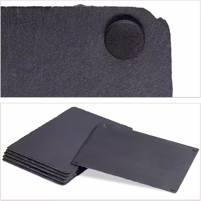 Relaxdays Set of 24 Slate Plates, Large Serving Plates Made of Slate, for Serving & Labeling, 30x40 cm, Anthracite