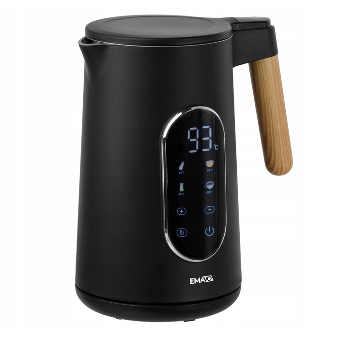 Електричний чайник Emavo, чорний, 1,7 л, 2200 Вт, з регулюванням температури