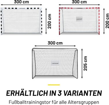 Ворота футбольні Dunlop 240x160x85/120x300x200 см - Металеві, для тренувань, всі вікові групи, просте встановлення (Чорний, 300x205x120 см)