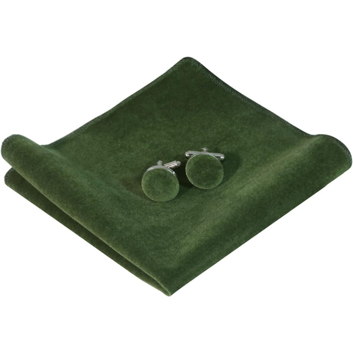 HOULIFE Набір краваток для чоловіків - Регульована краватка з оксамиту, готовий вузький кравецький аксесуар, набір манжетних запонок для нареченого, весілля, формальний стиль з подарунковою коробкою (Оливковий зелений)