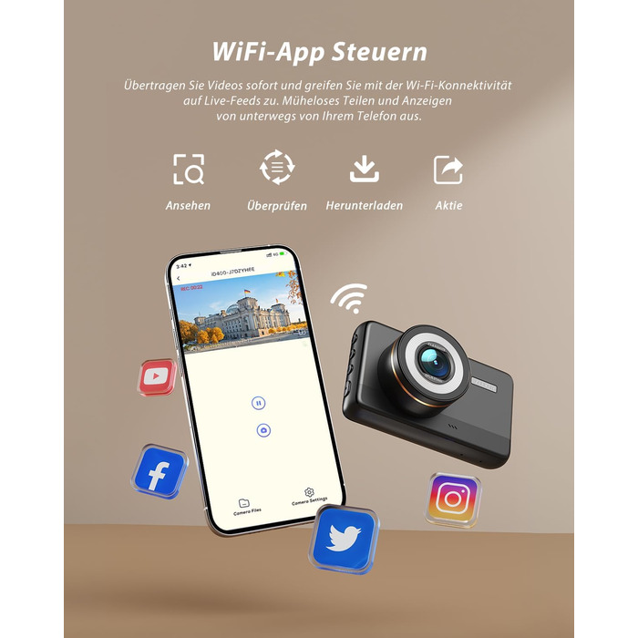 iZEEKER 4K відеореєстратор для авто, 2160P WiFi, 32GB карта, нічне бачення, Loop-запис, G-сенсор, 24h паркінг, WDR