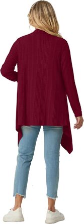 Жакет GRECERELLE з м'якої в'язки, колір бордовий, з кишенями, легкий, асиметричний, розмір M