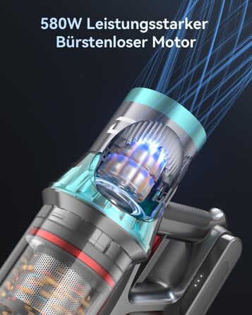 Бездротовий акумуляторний пилосос YU7 580W з потужністю всмоктування 47000Pa, час роботи до 70 хвилин, сенсорний екран, для килимів, шерсті тварин, твердих поверхонь