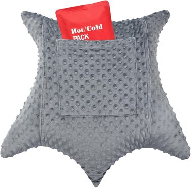Star-shaped Hysterectomy Pillow for Abdominal Surgery with 2 Pockets, Hysterectomy Pillow, a Must-Have for Recovery, Post-Operation Gift, Belly Pillow, Minky Dot Dark Grey
