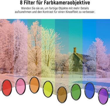 Набір фільтрів об'єктива NEEWER 9 шт. (55mm) з кольорового скла: червоний, оранжевий, синій, жовтий, зелений, коричневий, фіолетовий, рожевий, сірий