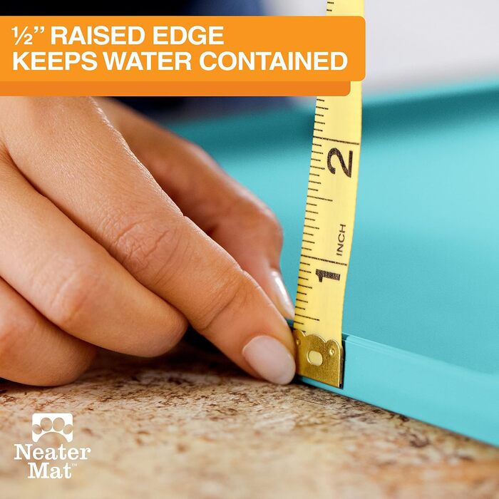 Підкладка під миску для собак та котів Neater Pet Brands - силіконова, вологостійка, 48,3 x 30,5 см, аквамарин