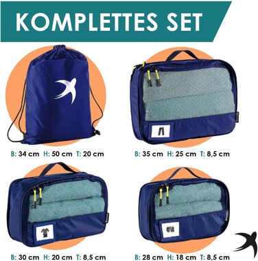 Набори для пакування валізи Seeschwalbe | Комплекти для організації багажу (4 шт., блакитний)