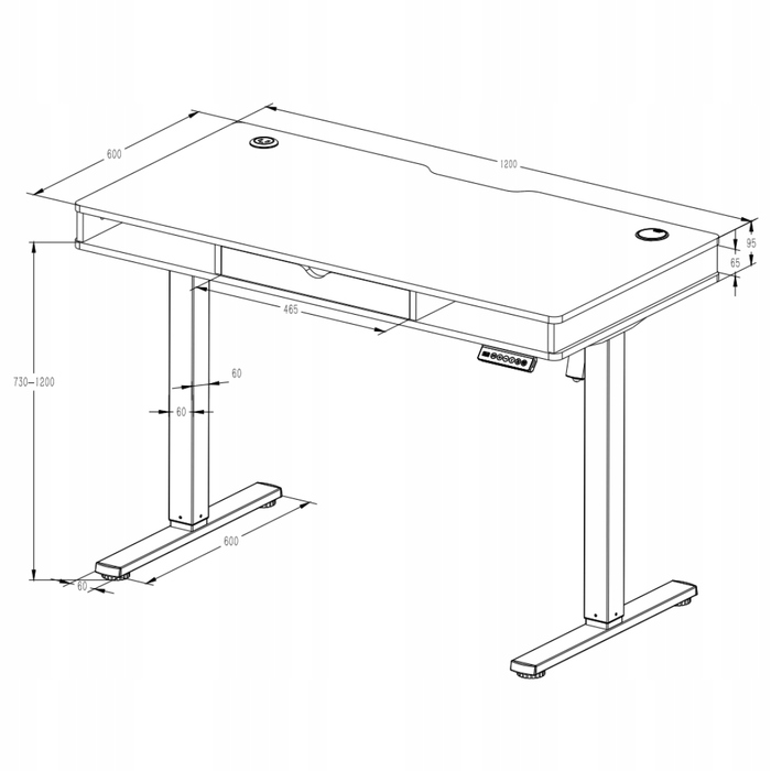 Прямокутний письмовий стіл Spacetronik 120 x 60 x 120 см, чорний