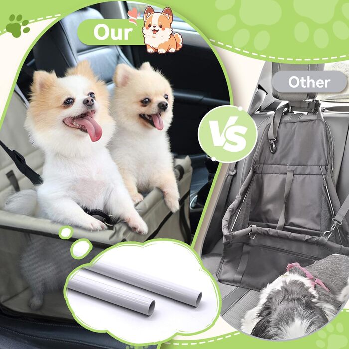 Автомобільний лежак для собак, сірий, 40x32x24 см, Oxford, дихаючий, знімний, складний