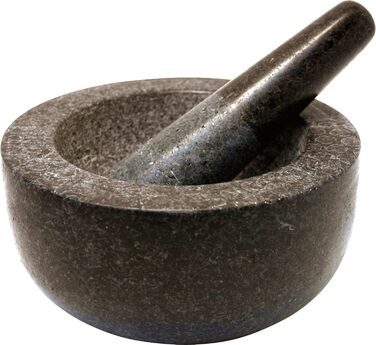 Набір для розмелювання спецій JADE TEMPLE 17023: ступка та товкачок з граніту, 13 см, сірий
