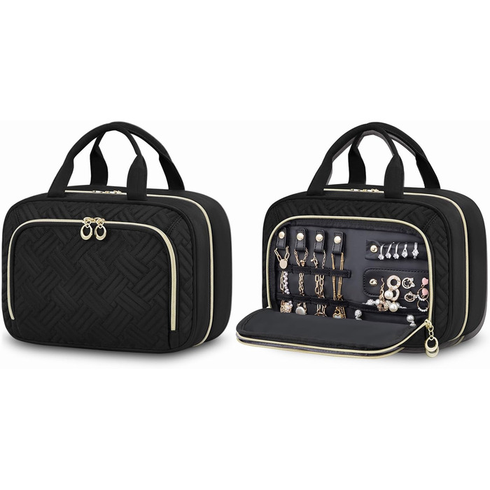 Сумка для косметики OVEVOOK чорна з відділенням для прикрас (M-Update) - водонепроникна, з гачками