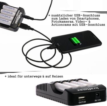 Зарядний пристрій Kraftmax BC-4000 Pro для NiMH AA/AAA акумуляторів з LCD, USB, функцією розряду та відновлення