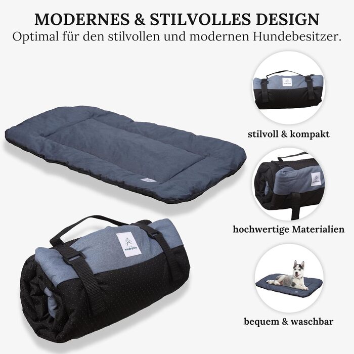 Килимок для собак Wanderpfote, 75 x 50 см, ортопедичний, вологостійкий, синій (M)