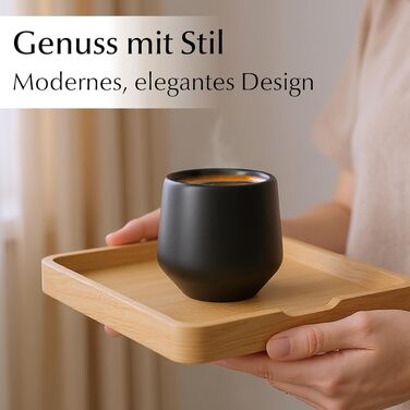 Набір чашок для еспресо Miamio 4 шт. (90 мл) з кераміки без ручки, чорний