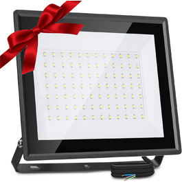 Aigostar LED Flood Light Outdoor Indoor 100W 8700LM Cool White 6500K LED Spotlight Floodlight IP65 Waterproof LED Outdoor Spotlight for Bright Garden Garage Sports Field Yard Floodlight (70W)