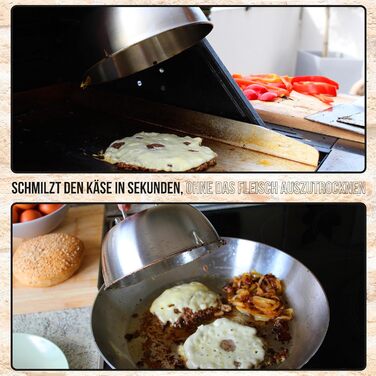 Набір для приготування Smash Burger: прес для гамбургерів, дзвоник, лопатка, нержавіюча сталь 304, гарантія 10 років (6 дзвоників з віконцем)