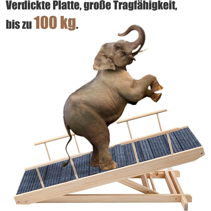 Східці для собак Hunderampe: дерев'яна, складна, регульована, до 100 кг, 30-60 см