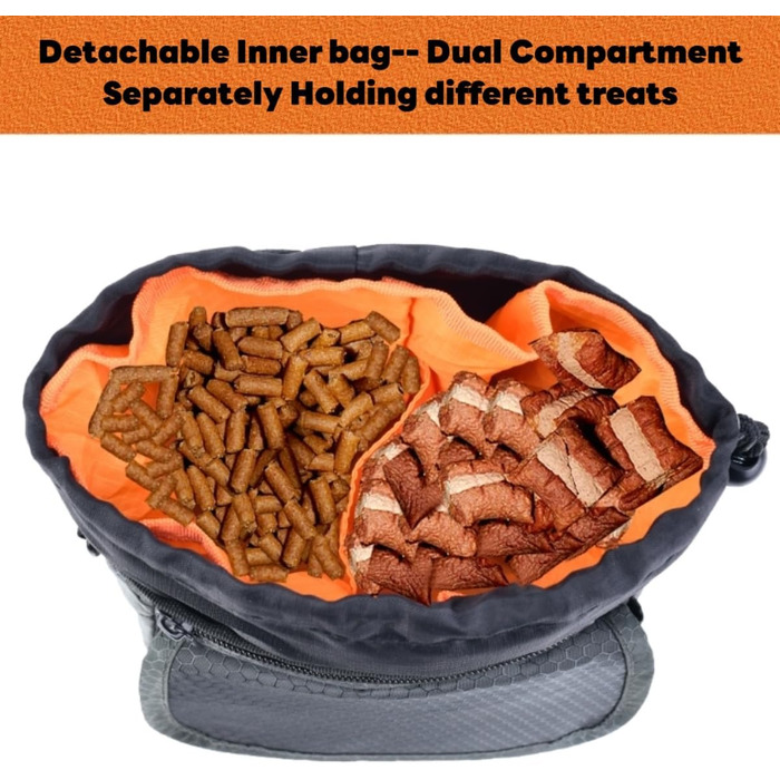 Водонепроникна сумка для ласощів для собак Hanwell з інтегрованим дозатором пакетів для екскрементів, сумка для дресирування собак на стегні та на плечі, чорна