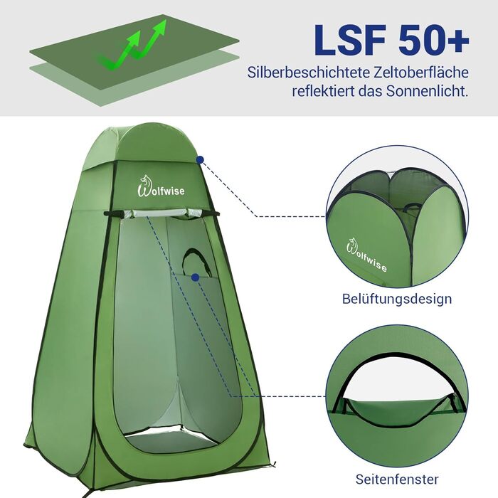 Portable Camping Shower Tent with UV Protection - Toilet Tent, Privacy Tent, Outdoor Toilet Shelter (Green, XL)