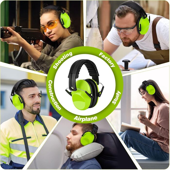 Навушники для захисту від шуму для дітей - комфортні, складаються, для школи, аутизму, сну, навчання, ADHS, феєрверків, концертів (1 шт.), колір м'ята + лайм