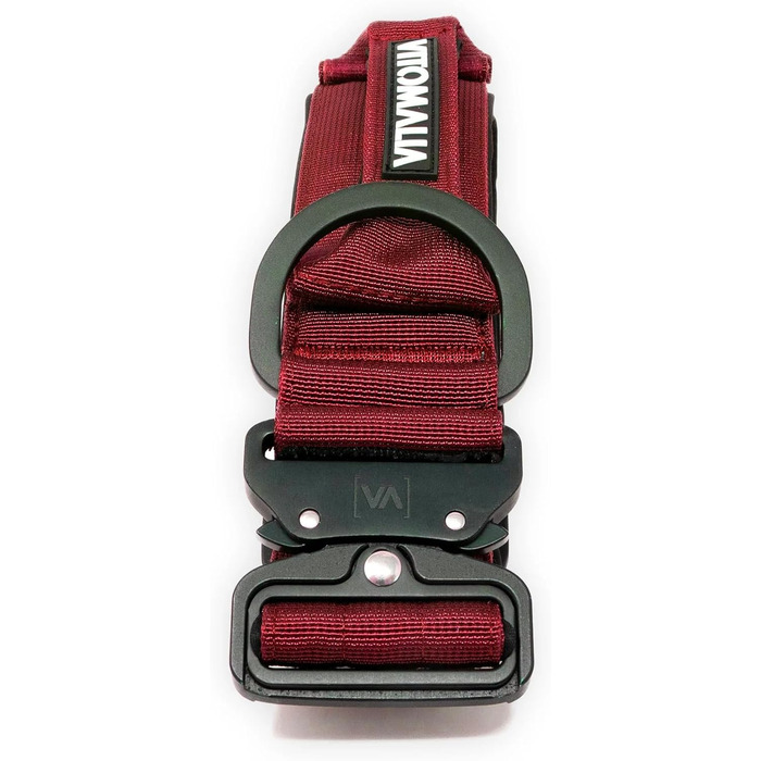 Тактичне нашийник для собак, 5 см: міцний нейлон, магнітна ручка, запобіжна застібка, для великих собак (5 см/L = 45-60 см, Бордовий)