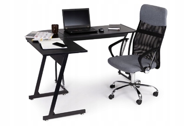 Кутовий ігровий та офісний стіл у стилі лофт Modern, великий чорний стіл для навчання