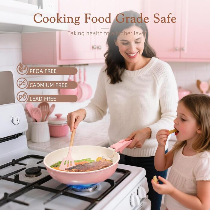 Набір посуду Astercook 21 предмет: каструлі та сковорідки з антипригарним покриттям, керамічний набір посуду, знімні ручки, для дому та кемпінгу, сумісний з індукцією, можна мити в духовці, стійкий, компактний