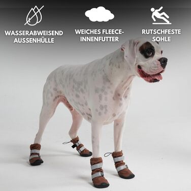Spark Paws Waterproof Dog Shoes for Medium and Large Dogs, Non-Slip Reflective Dog Boots for Rain, Snow, Hiking, 4-Pack - Brown, A