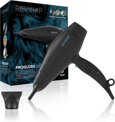 Фен REVAMP 5000 Progloss 5000: потужний 2400W, швидке сушіння, 4 режими температури та 2 швидкості, кнопка холодного повітря, олія для блиску, для всіх типів волосся