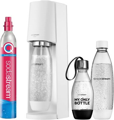 SodaStream TERRA: Газова вода вдома - комплект з CO2 балончиком, 2x 1L та 1x 0.5L пляшки, 44 см, білий