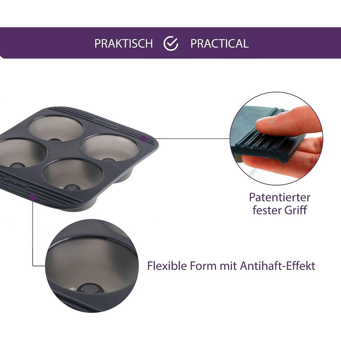 Mastrad F41374 Special Baking Molds, Silicone, Gray, 28.5 x 23.5 x 3.3