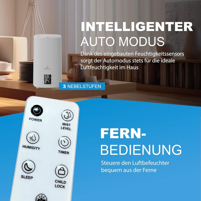 Зволожувач повітря Top-Fill з аромадіфузором, 3.8 л – для вітальні, офісу, дитячої кімнати, спальні